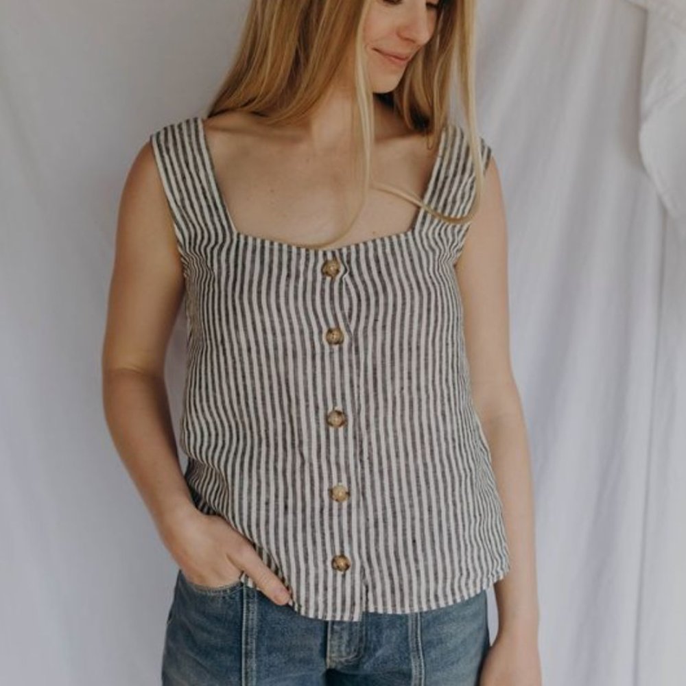 Esby Apparel Gina Top in mezzanote stripe S